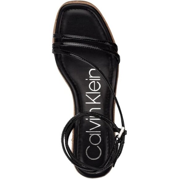 Calvin Klein Womens Neve Faux Leather Wedges Platform Sandals - Picture 2 of 4